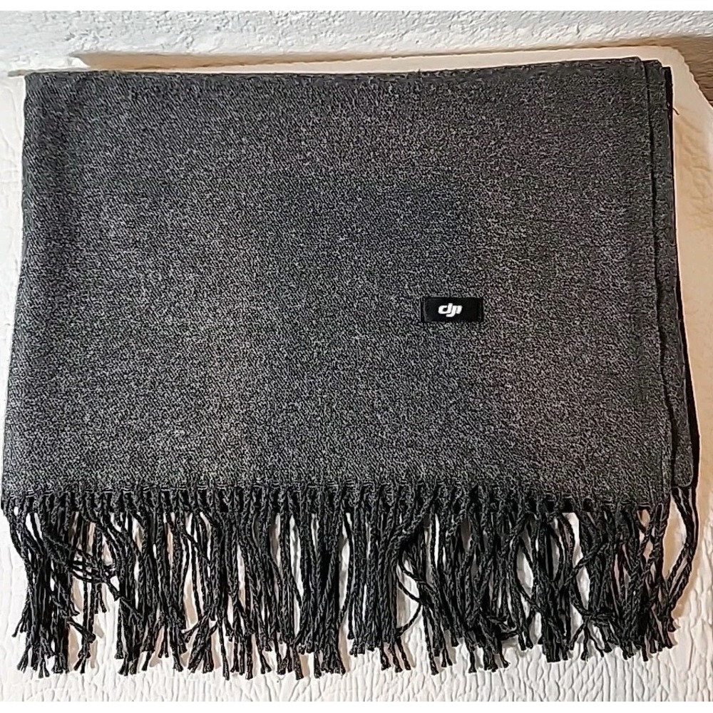 Oversized Grey Flannel Scarf. Unisex. 26"X 70" Plus Fringe